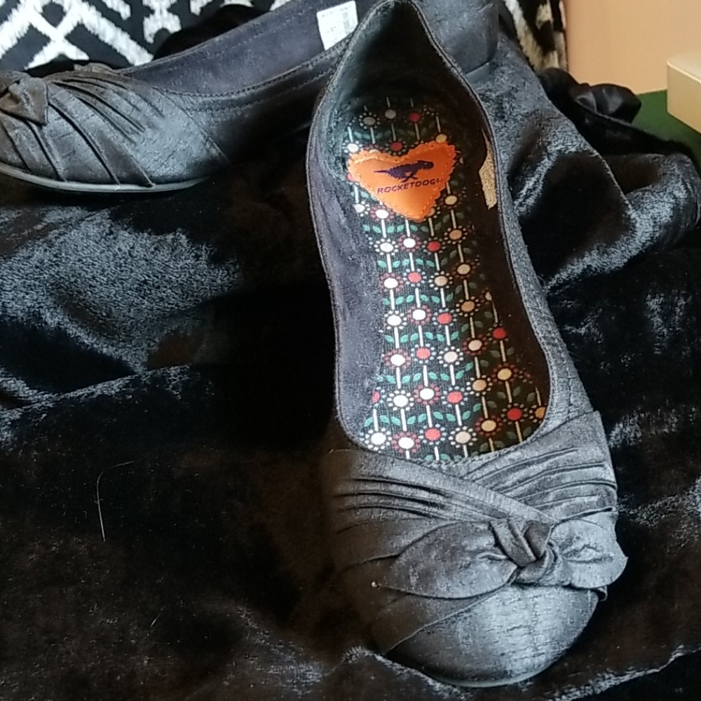 Rocketdog Super Flats-Fabric Black with cu…